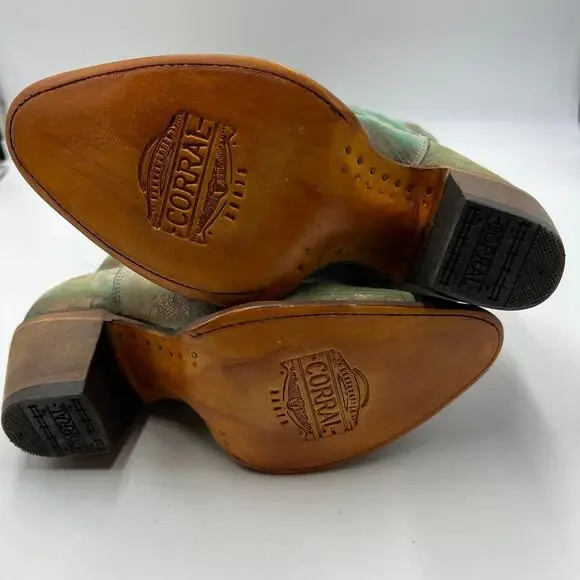 Stylish Turquoise and Brown Ankle Boots - Picture 7 of 10